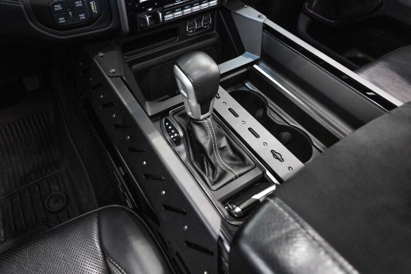RAM 1500 TRX Center Console Molle Panels & Digital Device Bridge - Addictive Desert Designs - Hammer Black - `21-`27